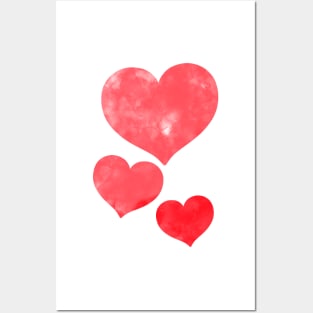 Red Watercolor Hearts Posters and Art